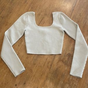Babaton Sculpt Knit Square Neck Cropped Longsleeve